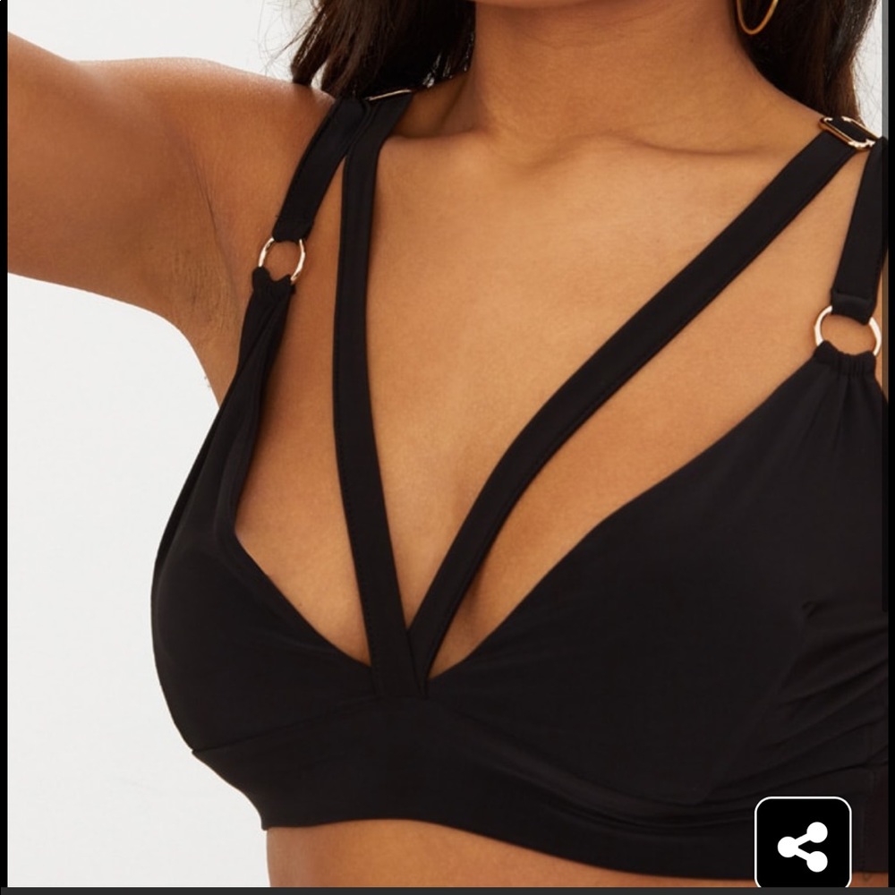PLT Black Harness Detail Slinky Bralette